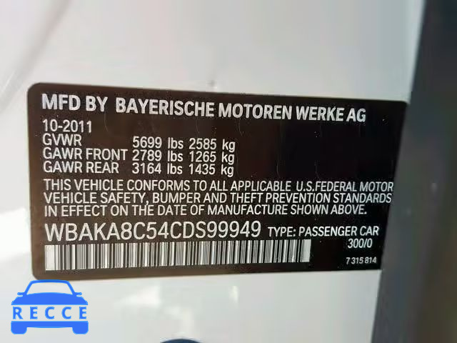 2012 BMW 750 I WBAKA8C54CDS99949 image 9