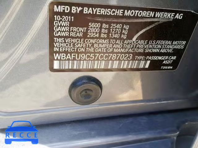 2012 BMW 550 XI WBAFU9C57CC787023 image 9