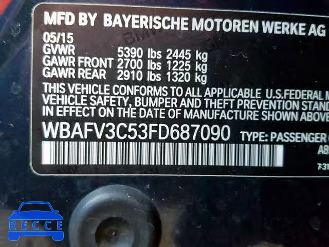 2015 BMW 535 D WBAFV3C53FD687090 image 9