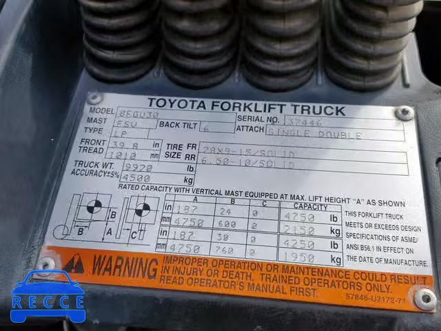 2015 TOYOTA FORKLIFT 37446 image 9