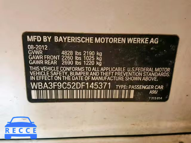 2013 BMW ACTIVEHYBR WBA3F9C52DF145371 зображення 9