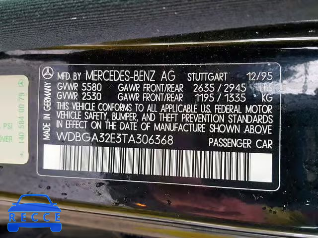 1996 MERCEDES-BENZ S 320W WDBGA32E3TA306368 зображення 9