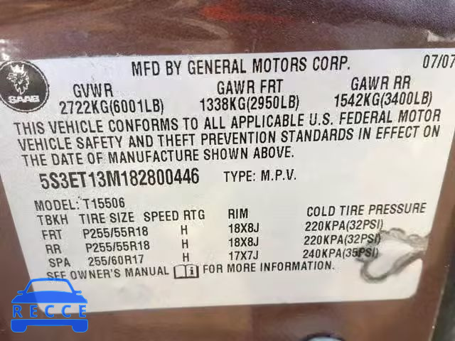 2008 SAAB 9-7X 5.3I 5S3ET13M182800446 image 9