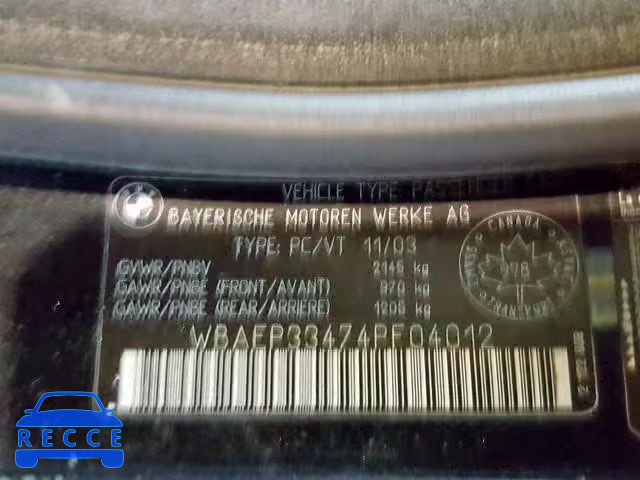 2004 BMW 325 XIT WBAEP33474PF04012 зображення 9