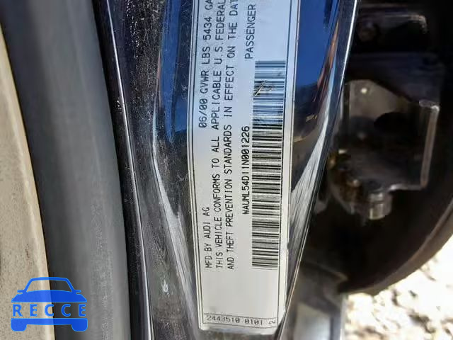 2001 AUDI A8 L QUATT WAUML54D11N001226 image 9