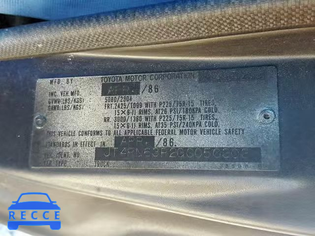 1986 TOYOTA PICKUP RN6 JT4RN63R2G0050303 image 9