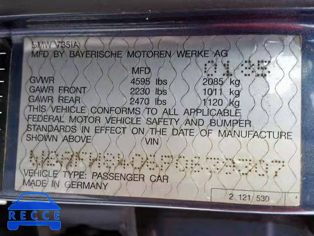 1985 BMW 735 I AUTO WBAFH8406F0639307 зображення 9