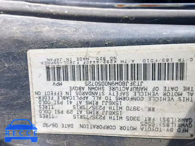 1992 TOYOTA LAND CRUIS JT3FJ80W9N0050725 image 9