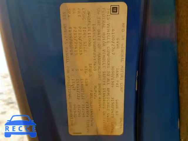 1993 GMC SAFARI XT 1GKEL19W0PB537450 image 9