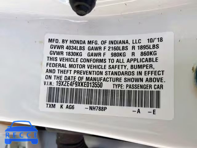 2019 HONDA INSIGHT TO 19XZE4F9XKE013550 image 9