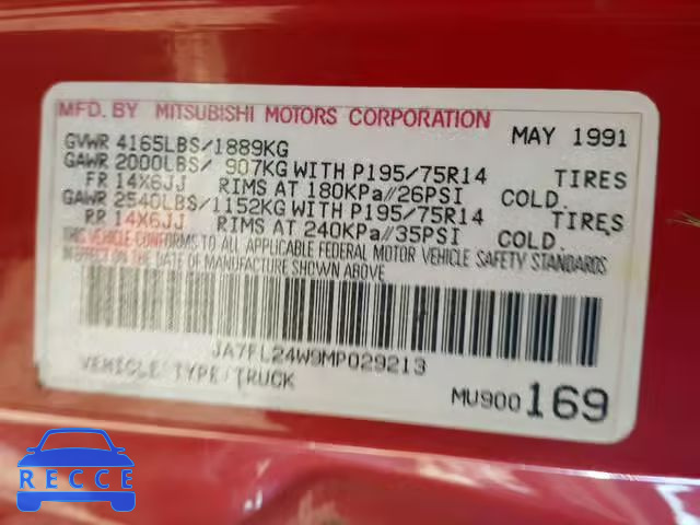 1991 MITSUBISHI MIGHTY MAX JA7FL24W9MP029213 image 9