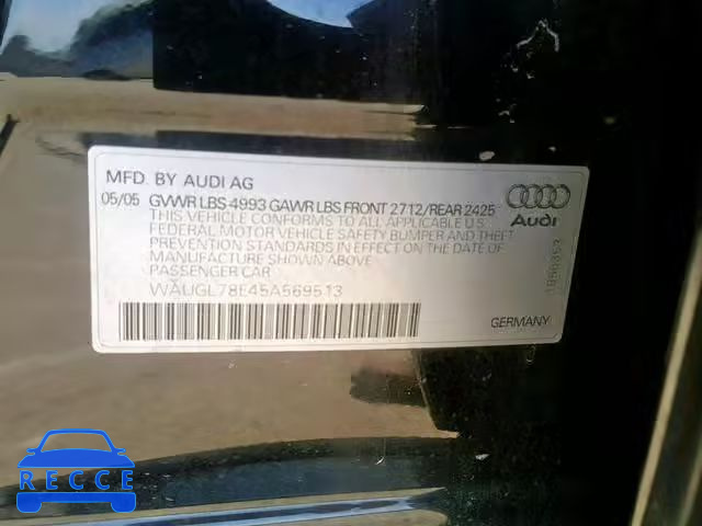 2005 AUDI NEW S4 QUA WAUGL78E45A569513 Bild 9