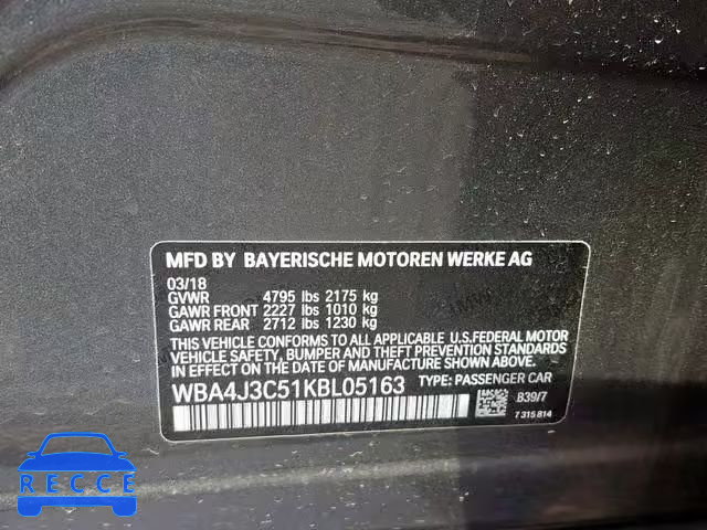 2019 BMW 430XI GRAN WBA4J3C51KBL05163 image 9