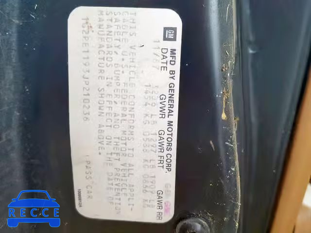 1988 PONTIAC FIERO 1G2PE1193JP210236 зображення 9