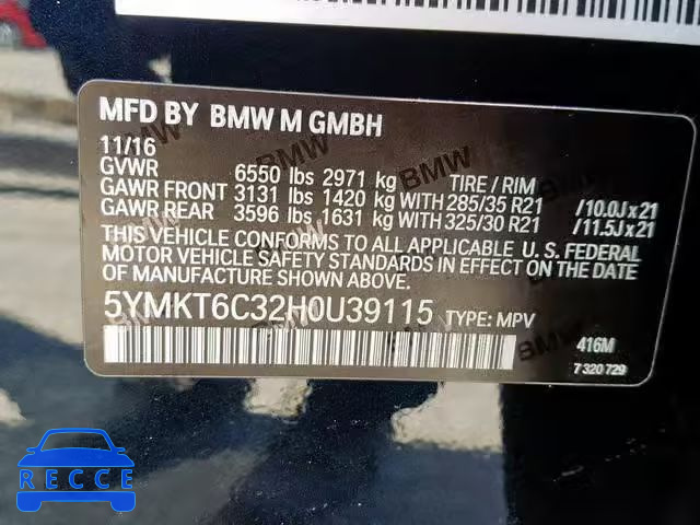 2017 BMW X5 M 5YMKT6C32H0U39115 Bild 9