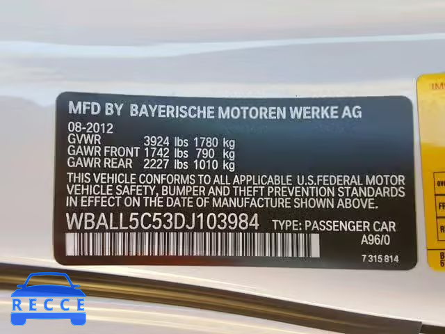 2013 BMW Z4 SDRIVE2 WBALL5C53DJ103984 image 9