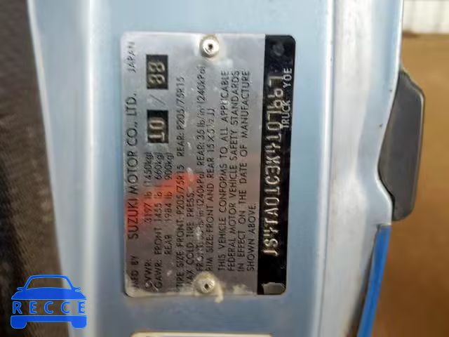 1989 SUZUKI SIDEKICK J JS4TA01C3K4107667 image 9
