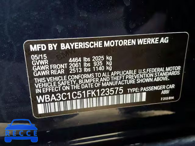 2015 BMW 328 I SULE WBA3C1C51FK123575 зображення 9