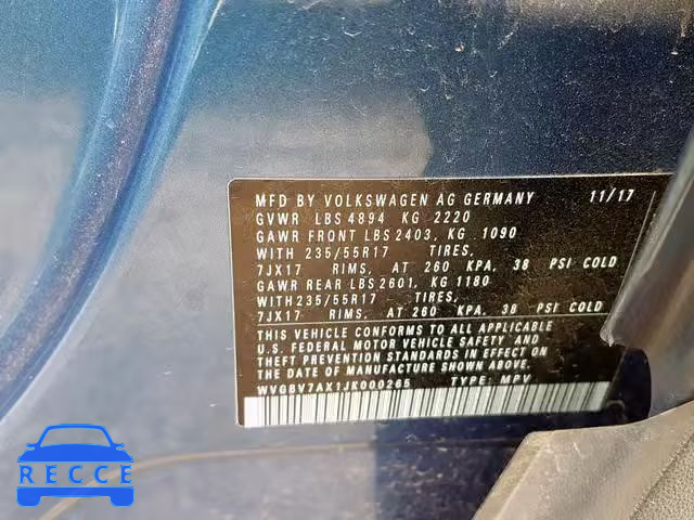 2018 VOLKSWAGEN TIGUAN LIM WVGBV7AX1JK000265 image 9