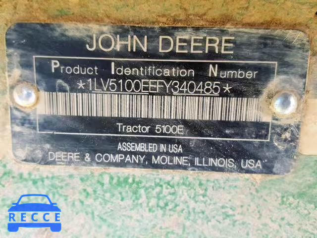 2015 JOHN DEERE TRACTOR 1LV5100EEFY340485 Bild 9