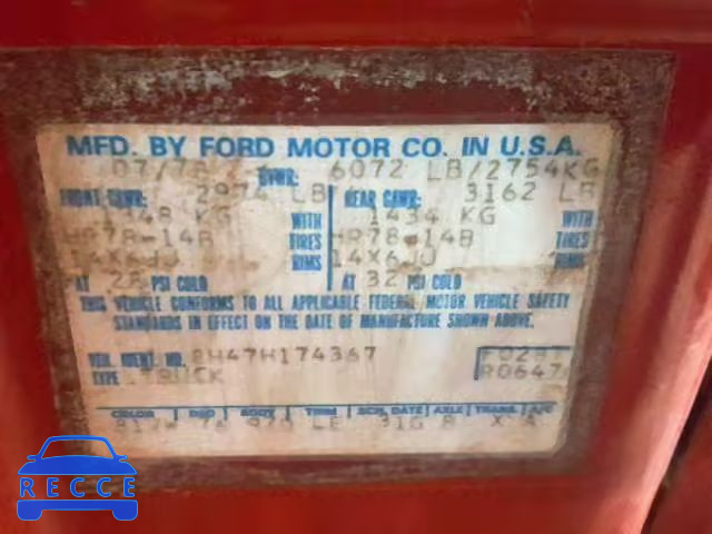 1978 FORD RANCHERO 8H47H174367 image 9