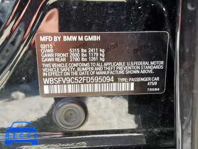 2015 BMW M5 WBSFV9C52FD595094 зображення 9