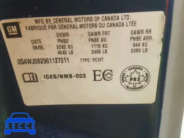 2006 BUICK ALLURE CXL 2G4WJ582961127011 Bild 9