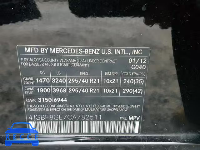 2012 MERCEDES-BENZ GL 550 4MA 4JGBF8GE7CA782511 image 9