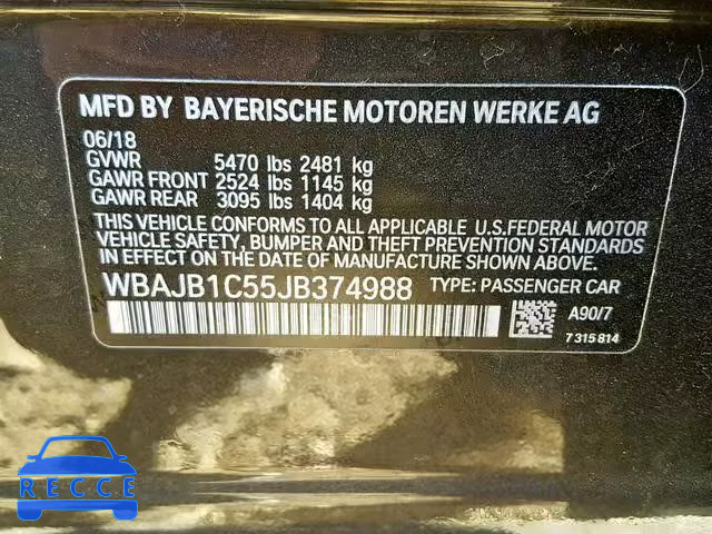 2018 BMW 530XE WBAJB1C55JB374988 image 9