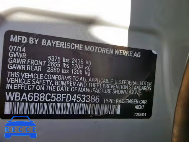 2015 BMW 640 XI WBA6B8C58FD453386 Bild 9