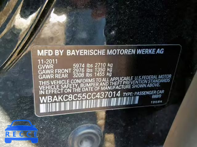 2012 BMW SERIES 7 WBAKC8C55CC437014 зображення 9