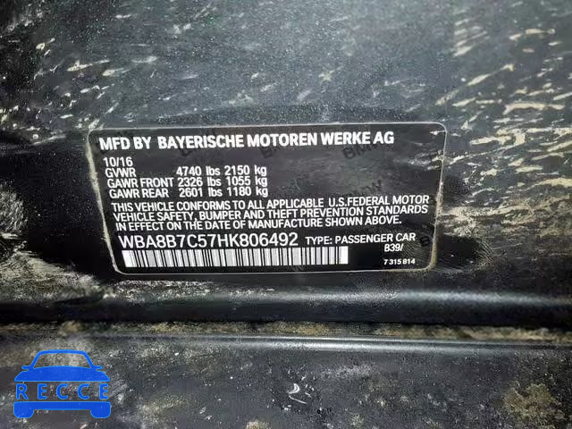 2017 BMW 340 XI WBA8B7C57HK806492 зображення 9