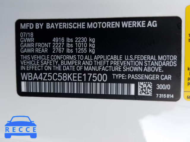 2019 BMW 440I WBA4Z5C58KEE17500 image 9