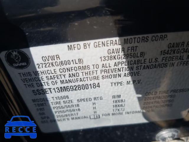 2009 SAAB 9-7X 5.3I 5S3ET13M692800184 image 9