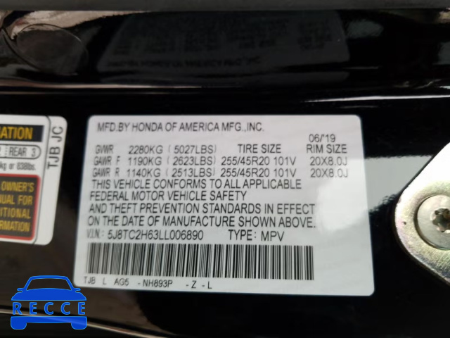 2020 ACURA RDX 5J8TC2H63LL006890 Bild 9