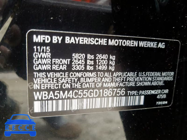 2016 BMW 535 XIGT WBA5M4C55GD186756 зображення 9
