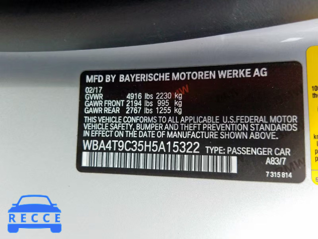 2017 BMW 440I WBA4T9C35H5A15322 Bild 9