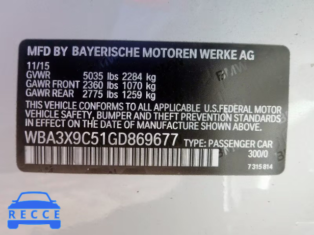 2016 BMW 335 XIGT WBA3X9C51GD869677 Bild 9