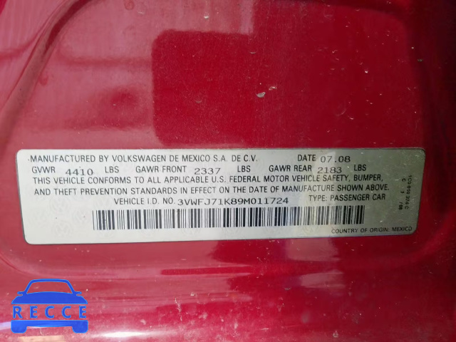 2009 VOLKSWAGEN GLI AUTOBA 3VWFJ71K89M011724 Bild 9