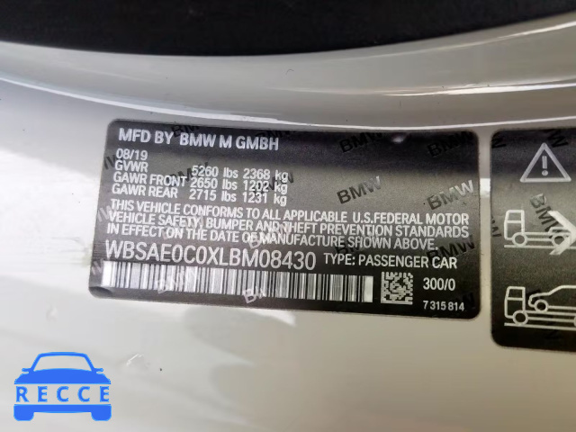 2020 BMW M8 WBSAE0C0XLBM08430 Bild 9