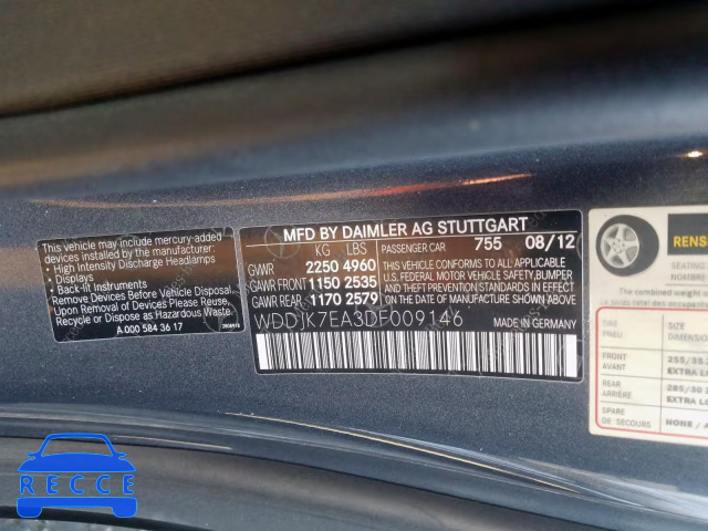 2013 MERCEDES-BENZ SL 63 AMG WDDJK7EA3DF009146 image 9
