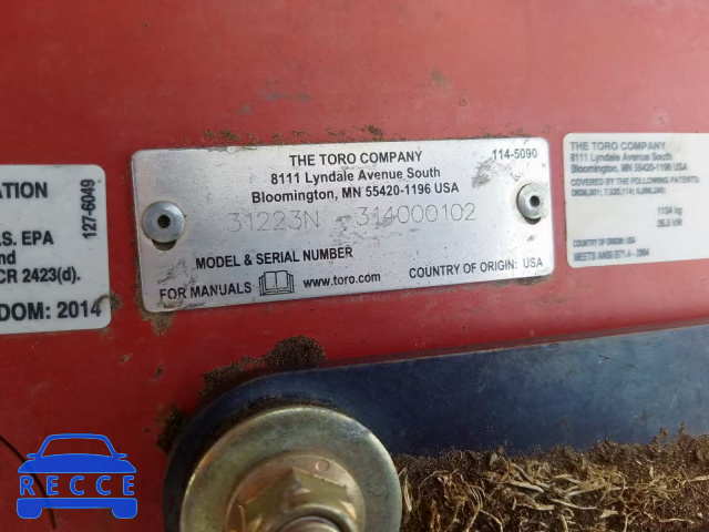 2013 TORO LAWNMOWER B1LL0FSALE3149630 image 9