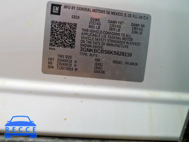 2019 CHEVROLET BLAZER 2LT 3GNKBCRS6KS628110 image 9