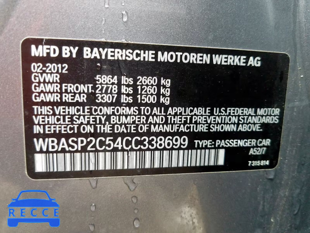 2012 BMW 535 XIGT WBASP2C54CC338699 Bild 9