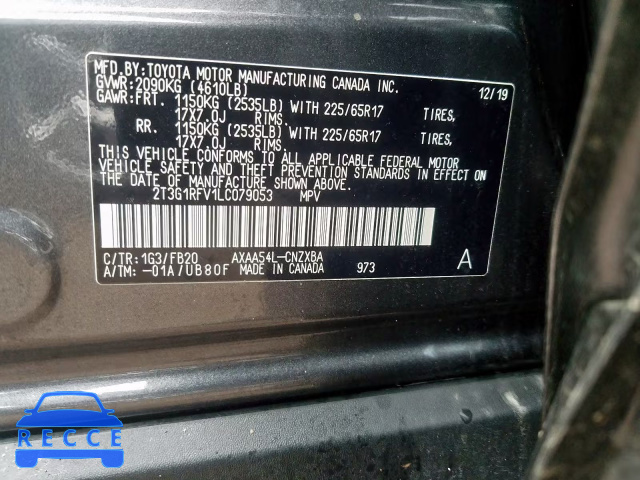 2020 TOYOTA RAV4 LE 2T3G1RFV1LC079053 image 9