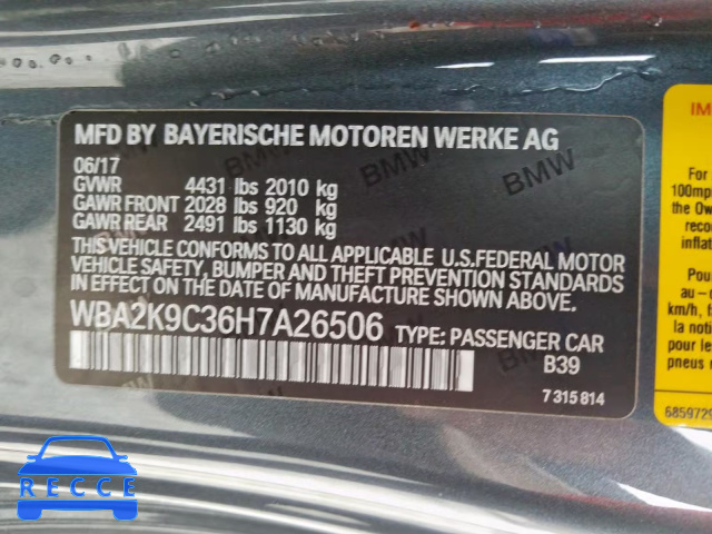 2017 BMW 230I WBA2K9C36H7A26506 image 9