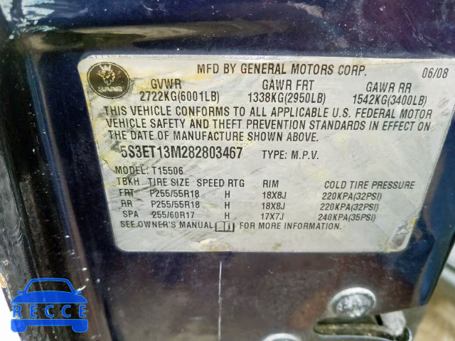2008 SAAB 9-7X 5.3I 5S3ET13M282803467 image 9