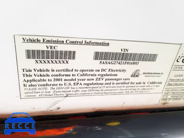 2001 GLOBAL ELECTRIC MOTORS 825 5ASAG27421F016893 image 9