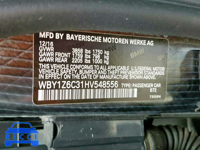 2017 BMW I3 BEV WBY1Z6C31HV548556 зображення 9