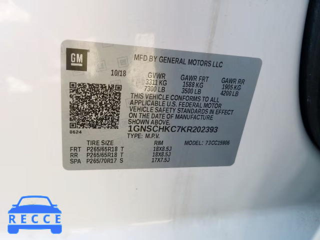 2019 CHEVROLET SUBURBAN C 1GNSCHKC7KR202393 image 9